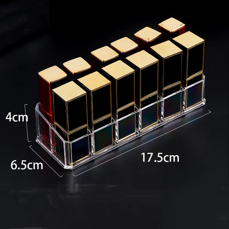 TS Hot Sale 12 Grid Desktop Makeup Organizer Transparent Acrylic Lip Gloss Holder Desktop Lipstick Storage Box