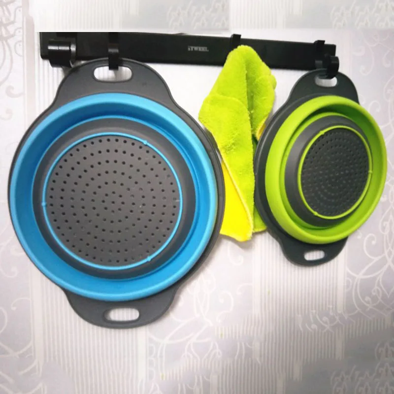 New Arrivals Round Drainage Basket Folding 2-piece Plastic Cesta de drenaje Telescopic Customized Folding Drainage Basket