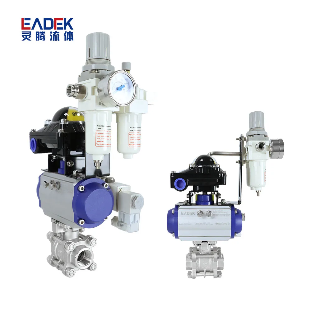 CF8 CF8M Stainless Steel SS304/SS316L Pneumatic Female Thread  3PC Ball Valve with Actuator