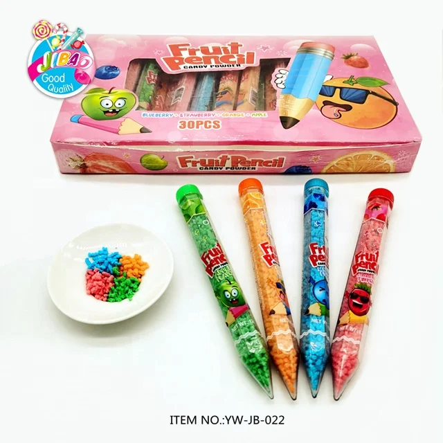 Хит продаж, красочный мультяшный смешанный карандаш со вкусом фруктов, Хрустальный кислый прессованный порошок, конфеты