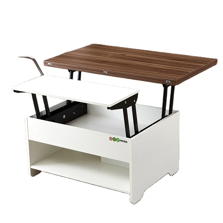 Lift European Style Space Saver Coffee Table with Storage Ge Living Room Furniture Modern Height Adjustable Coffee Table Wooden