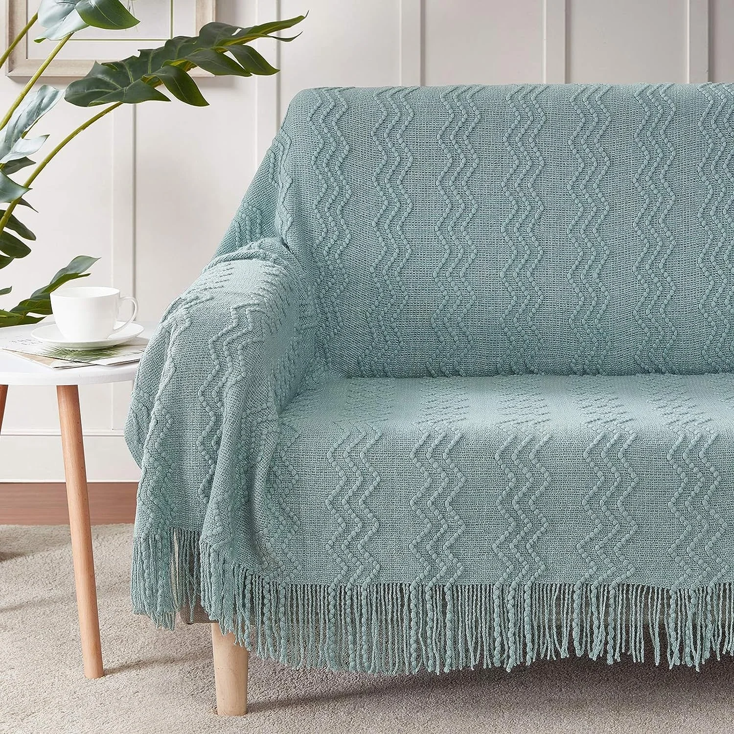 New Bohemian Style Acrylic Yarn Weighted Cable Knit Throw Blanket High Quality Chunky Jacquard Knit Knitted Blanket For Winter