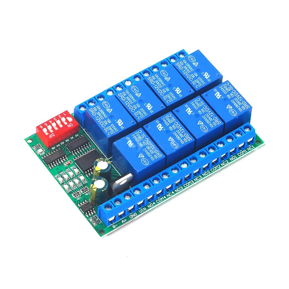  8-канальный RS485 реле Modbus RTU модуль последовательного порта Переключатель дистанционного управления ПЛК контрольная панель