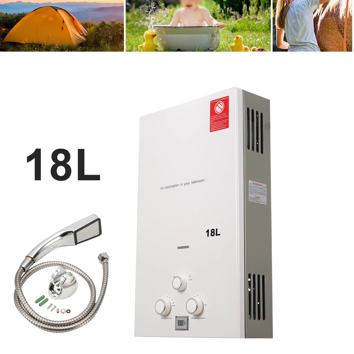 USA Europe Dropshipping 18L stainless steel LPG portable instant high energy efficient smart tankless gas geyser water heater