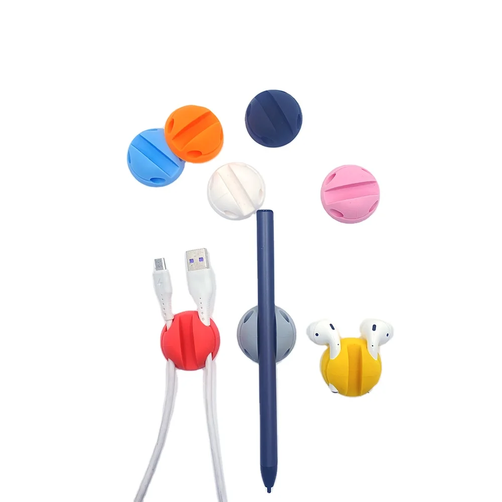 2022 new multi-function cable organizer Round Cable Clips USB Capacitive pen data cable desktop tidy