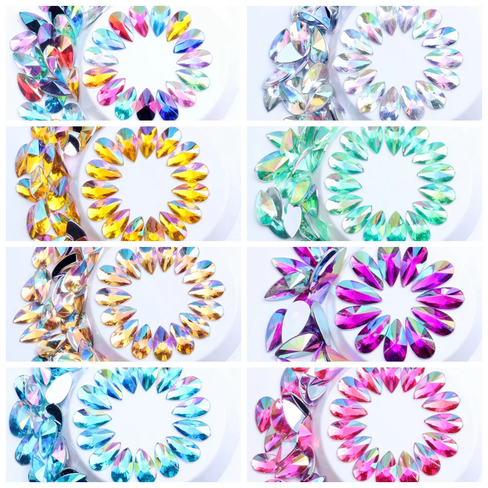 Glitter Rhinestones Gems Opp Bag Strass Crystal and Stones Lan Guang Acrylic Bulk Flat Back Drop Acrylic ACRYL Colors High Grade