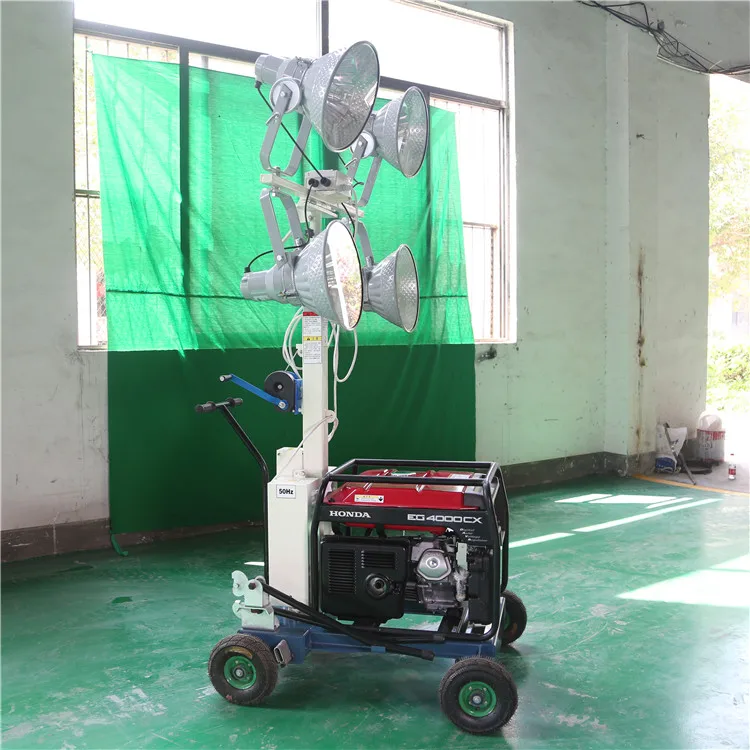 4x1000W mobile light towers hydraulic telescopic mast portable outdoor lighting tower