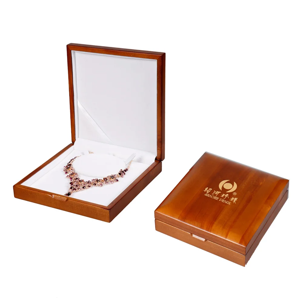 Hot Selling Custom Logo Luxury Solid Wooden Jewelry Set Packaging Box for Women Birthday Gift