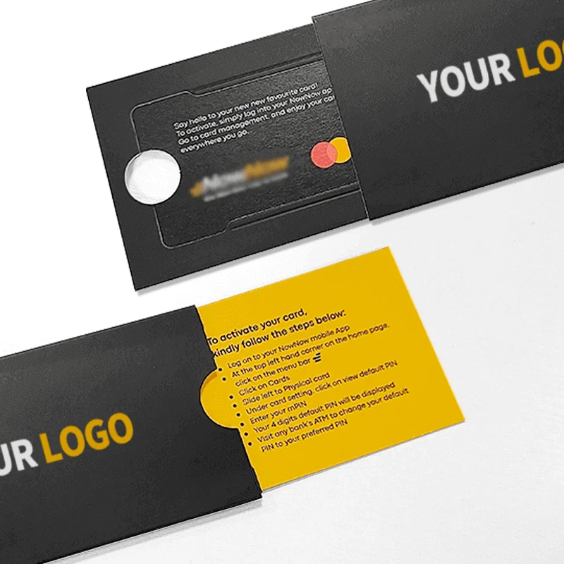 Black Sleeve Double Pulling Credit Card Gift Box Business VIP Cardboard Sliding Envelope Credit Card Packaging