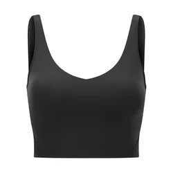Recycled sports bra  Solid Color Butter Soft Lulu Top Sports Tank With Removable Cups Fitness Clothing Yoga Gym Women Sexy