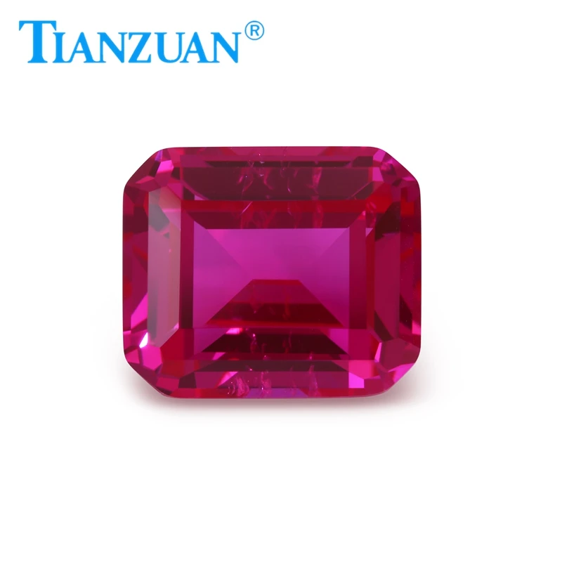 Artificial cultivation of labour natural rose ruby in Emerald cut with cotton wool high precision cutting bare gems(2-20mm)
