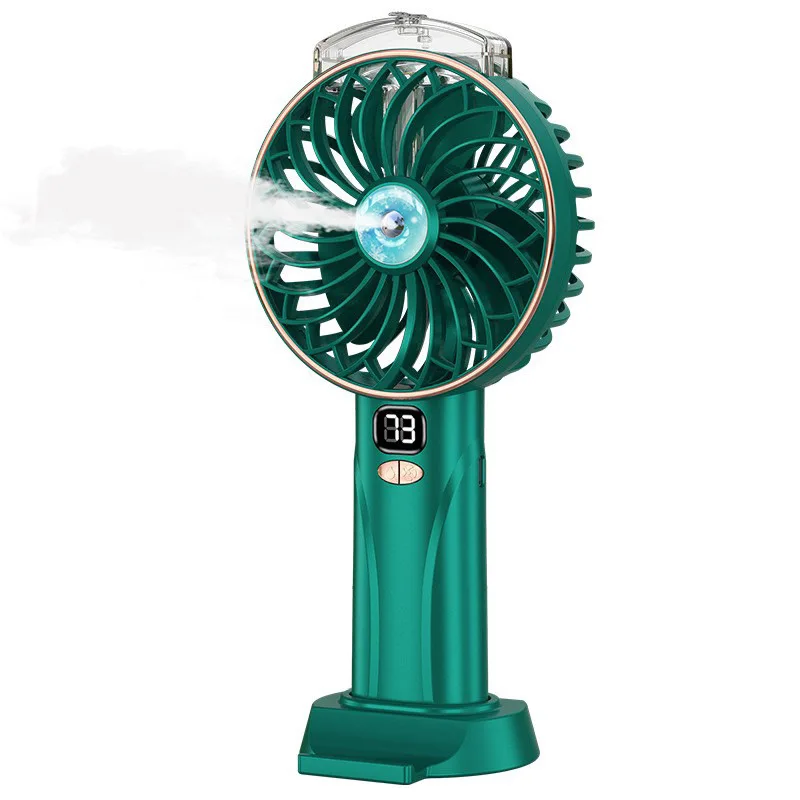 Hand held spray fan portable charging desktop office small fan Digital display screen mini fan