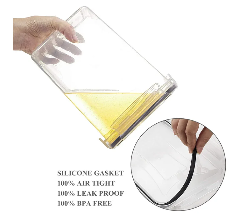 Cover Fridge Storage Box Organizer Kitchen Multilayer Plastic Bin Box Rectangular Silicone Pantry Food Storage Container Set