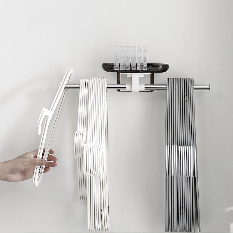 wall mounted no nailing no drilling stainless steel coat clothes hanger clip organizer