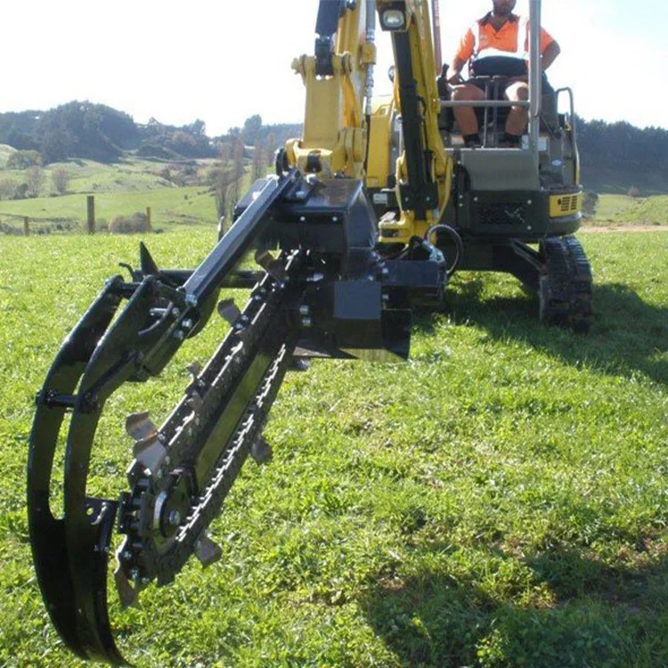 sale Skid Steer Chain Trencher for 6-9 Ton figger attachment Trenchers for Mini Excavators for digging soil