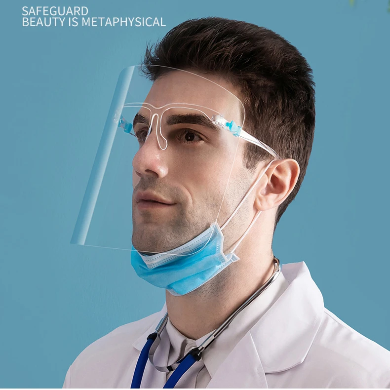 1PC Safety Full Safety Medical Face Shield Transparent Visor with Eye and Head Protection Reusable Anti-Spitting Splash