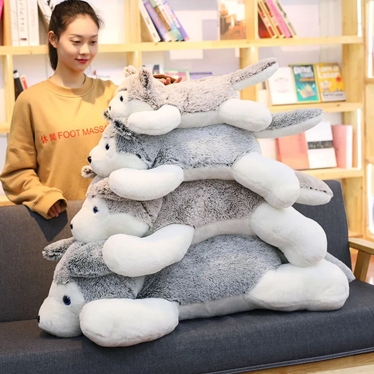 Husky Doll Plush Toy Pillow Prone Dog Cute Girl Doll Sleeping With Birthday Presents.