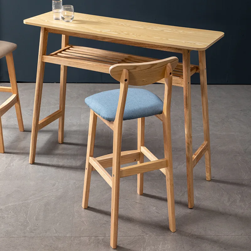 DISHI Modern Farmhouse Wood Stool High Pub Bar Chair Kitchen Solid Plywood Home Office School Warehouse Courtyard Indoor Cafe