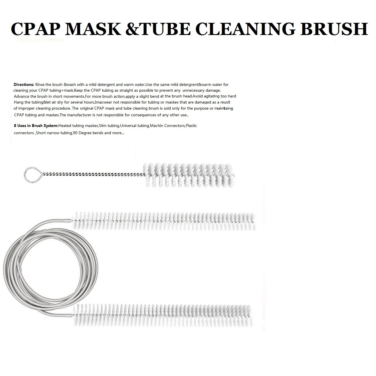 Ventilator CPAP/BPAP Universal Breathing Tube Cleaning Brush