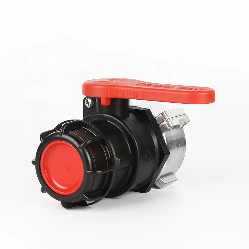 Plastic Ball Valve DN50 PTFE Gasket And S60X6 THREAD Handle IBC Quick Connect Water Fittings