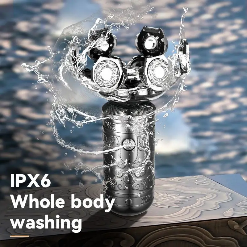 Waterproof IPX6 Razor Kemei KM-1523 Electric Shaver Portable Mini 7 Blades Alloy Body 4D Veneer Floating Shaver For Men