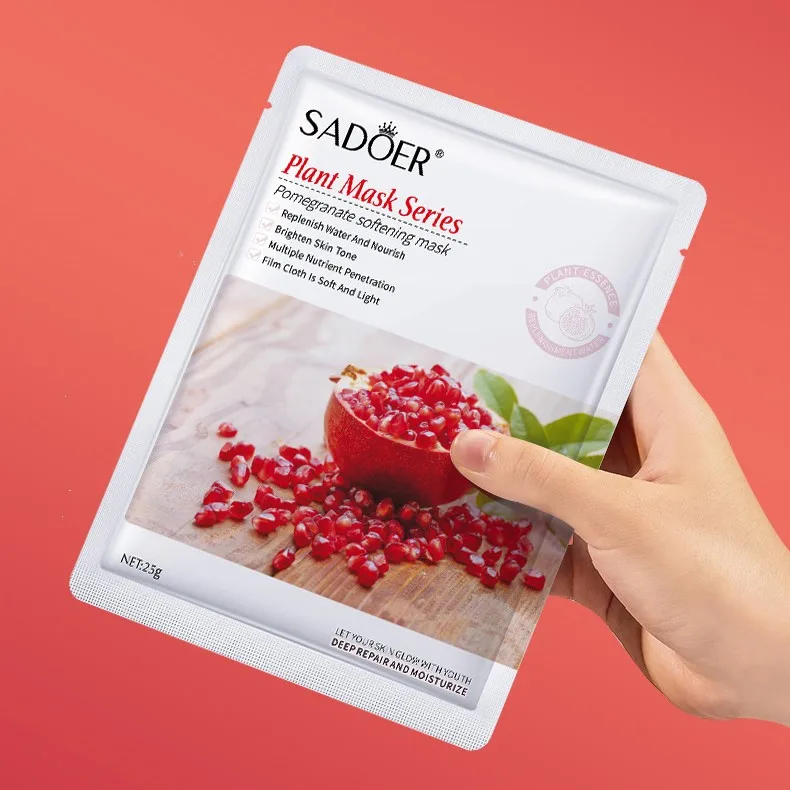 Natural Plant Extract Beauty Face Mask Aloe Pomegranate Avocado Rose Fruit Moisturizing Hydrating Whitening Sheet Facial Mask
