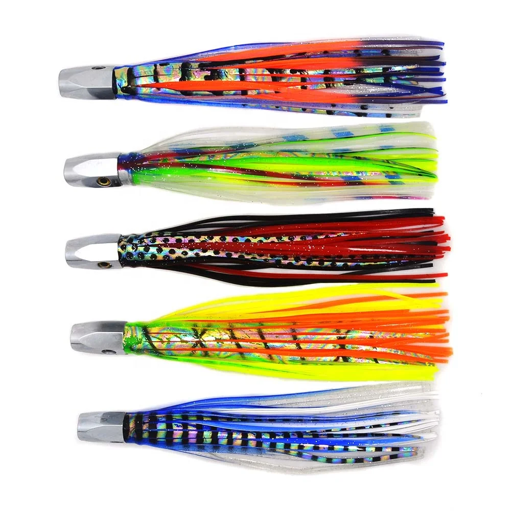Offshore Inshore Game Fishing Jet Head Octopus Skirts Trolling Lure Mahimahi Lures 8 inch Fishing Trolling Lures
