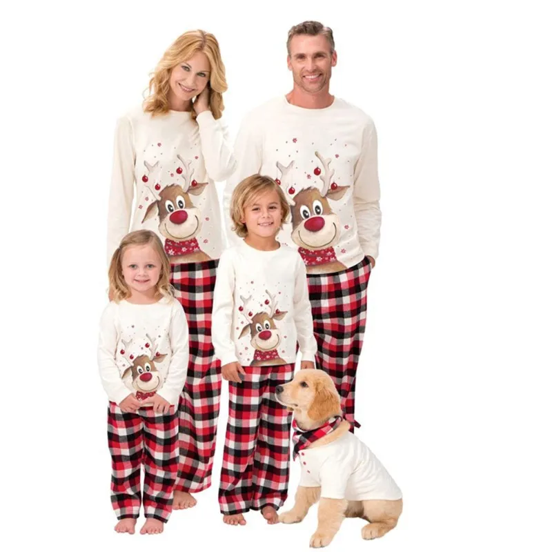Custom Print Sublimation Xmas Winter Warm Soft Pants Pyjamas Blank Cotton Pajamas Set Matching Christmas Pajamas for Family