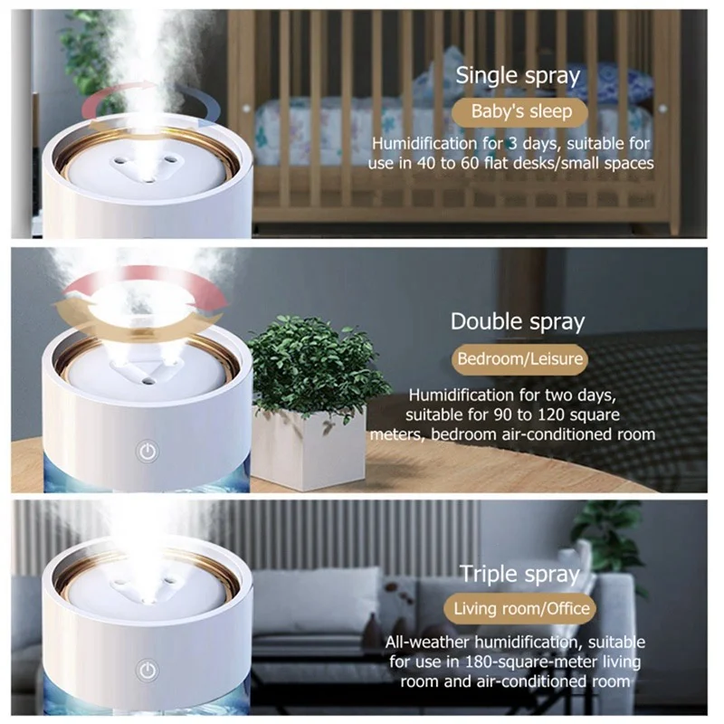 2023 New Three spray Humidifier USB Charging Home Office Desktop Quiet Portable Essential Oil Air Purifier Humidifier
