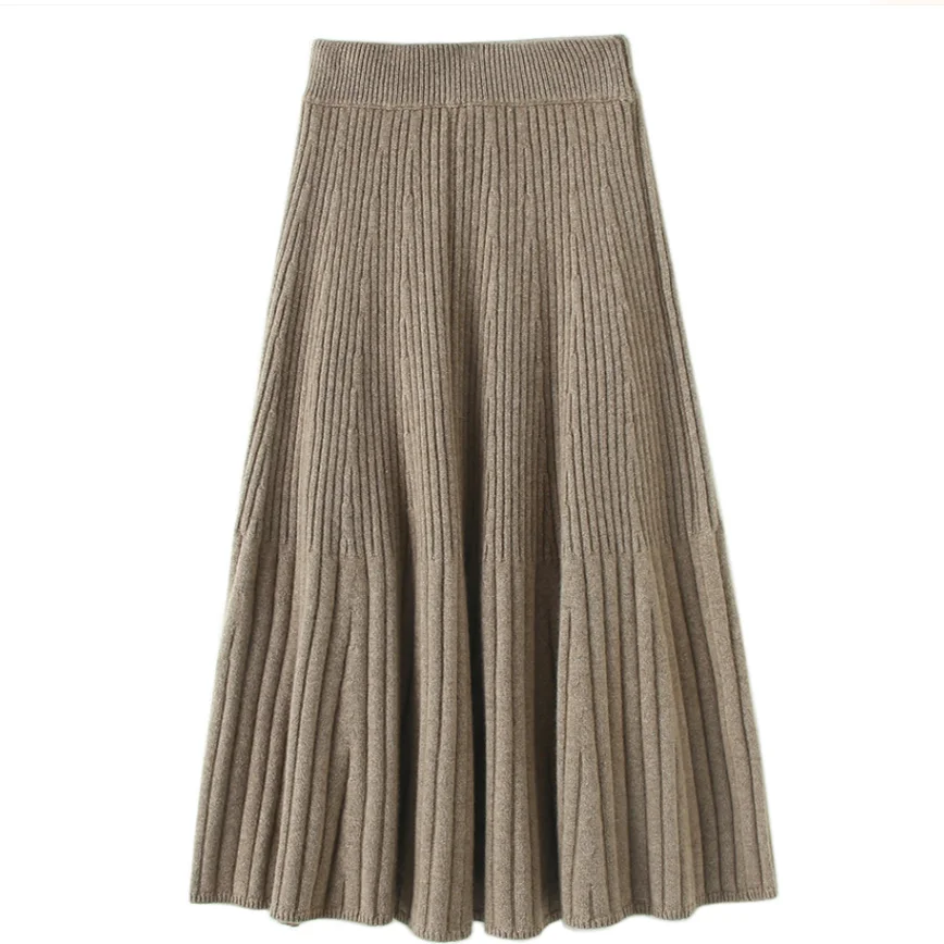 Cashmere Skirts for Women Stylish 2025 Custom Knit Skirt Cashmere Pleated Skirt Mid-length With High-waisted Elegance