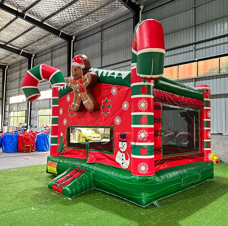Party rental inflatable bouncy castle Gingerbread man inflatable Christmas Santa Claus jump bounce house for kids