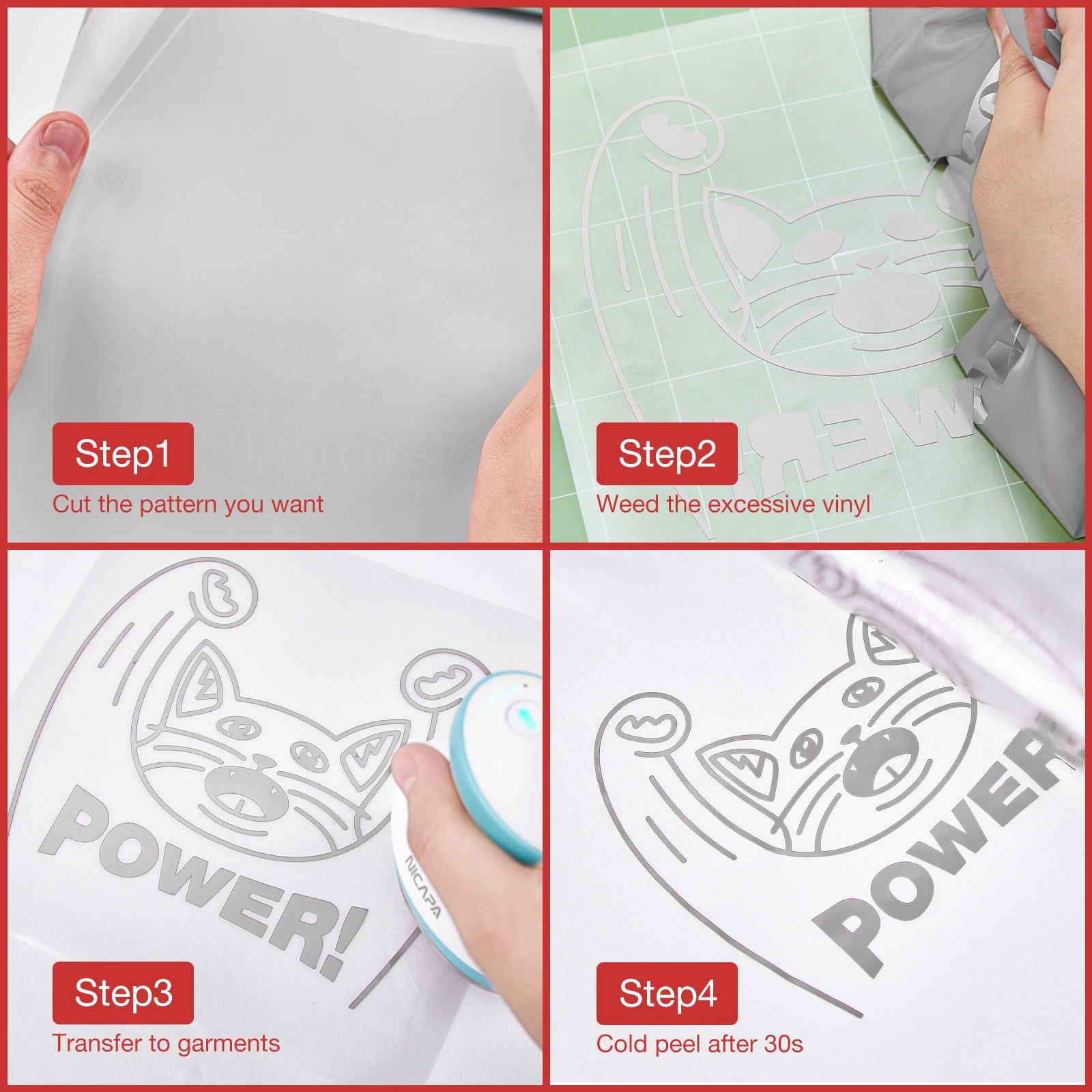 Nicapa Grey Printable Vinyl Heat Transfer Film HTV Sheets for t/shirt printing