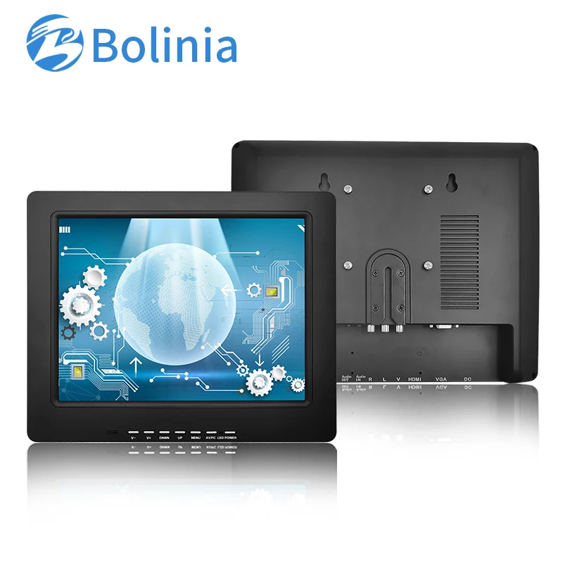 Wholesale price 12.1'12' inch vehicle computer PC CCTV POS industrial lcd monitor square screen with desktop wall embedded