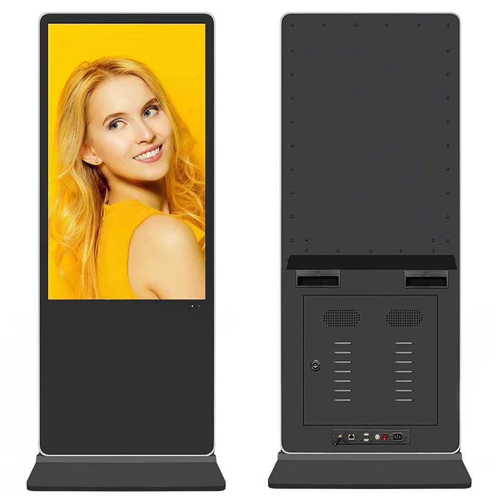 Floor standing digital signage display touchscreen kiosk 32 43 55 65 75 86 100 inch advertising screen super thin LCD 4K totem