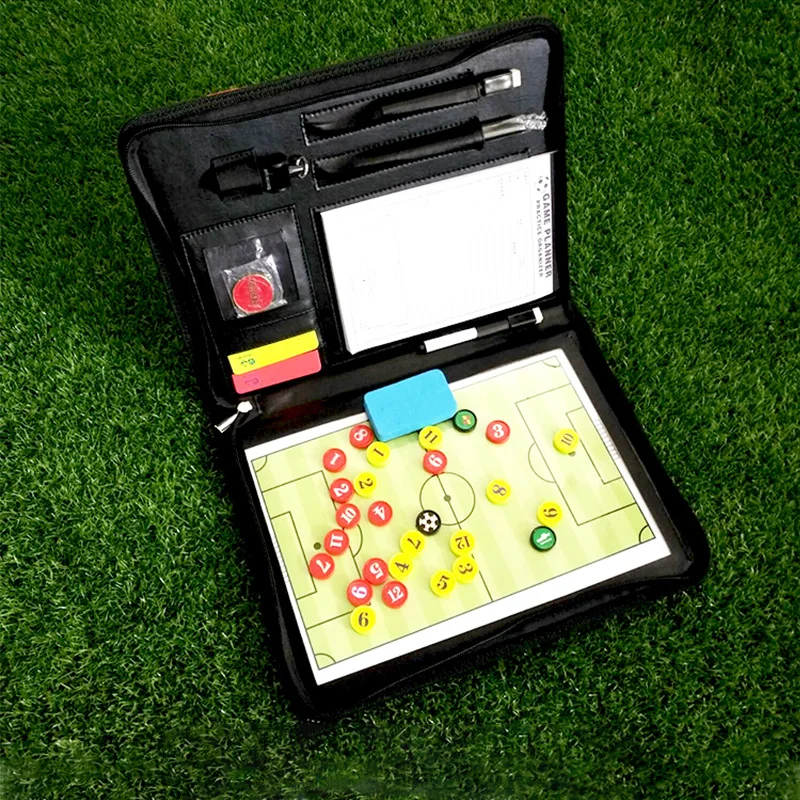 Magnetic Football Coach Board Set Folding Strategy Teaching Blackboard Book for Soccer Basketball Volleyball Black Color