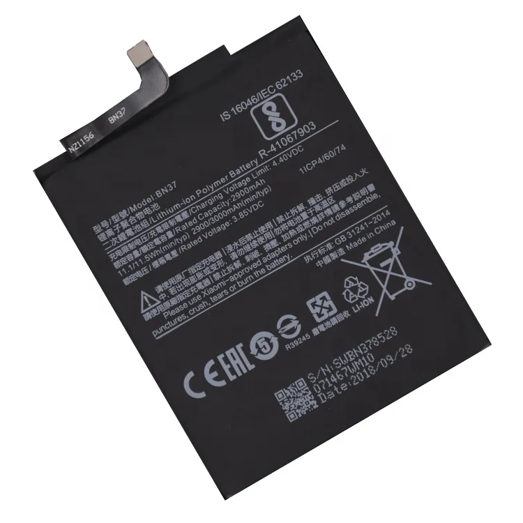 
China Factory Phone Li-ion Battery 3.8v 3000mAh BN37 For Redmi 6/6A 