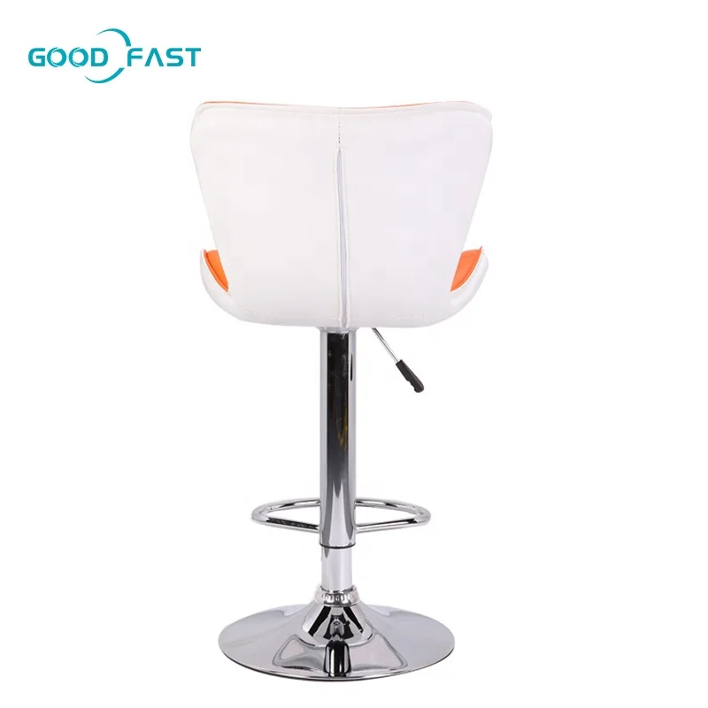 Commercial Party Furniture Height Adjustable Modern Orange Synthetic Leather Bar Stool for Bar and Restaurant