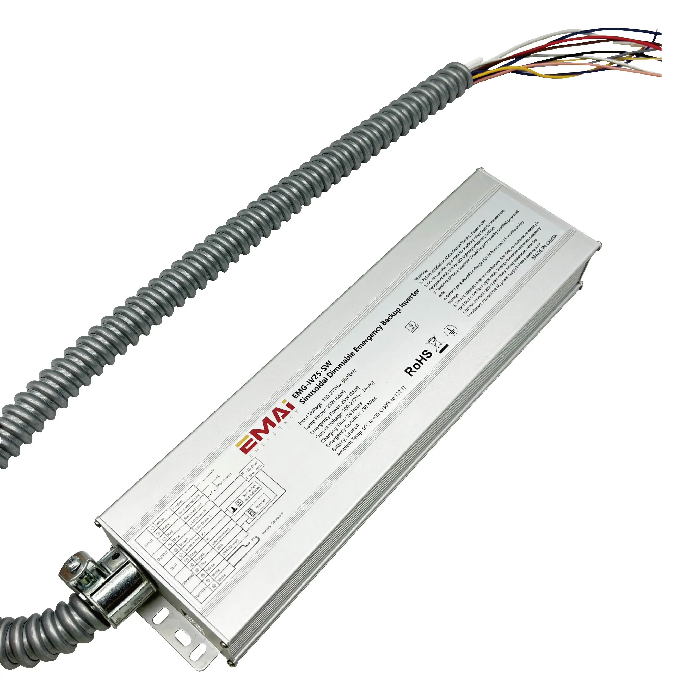 Easy Installation 10-50W 3H Sinusoidal 0-10V Triac Dimmable Emergency Backup Inverter