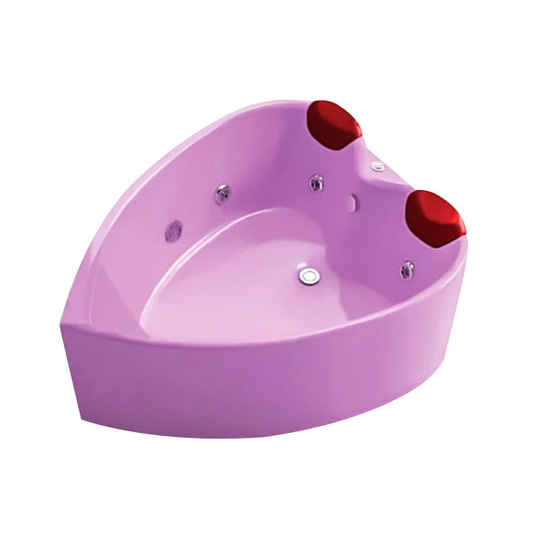 Modern Heart-shaped Double Portable Adult Bathtub Sanitary Ware Bath Tub From China Pink Color Massage For Hotel
