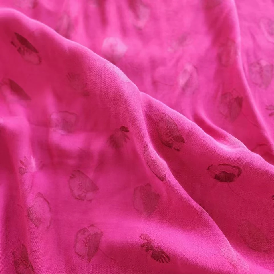 55% cupro 45% rayon flower jacquard bemberg fabric