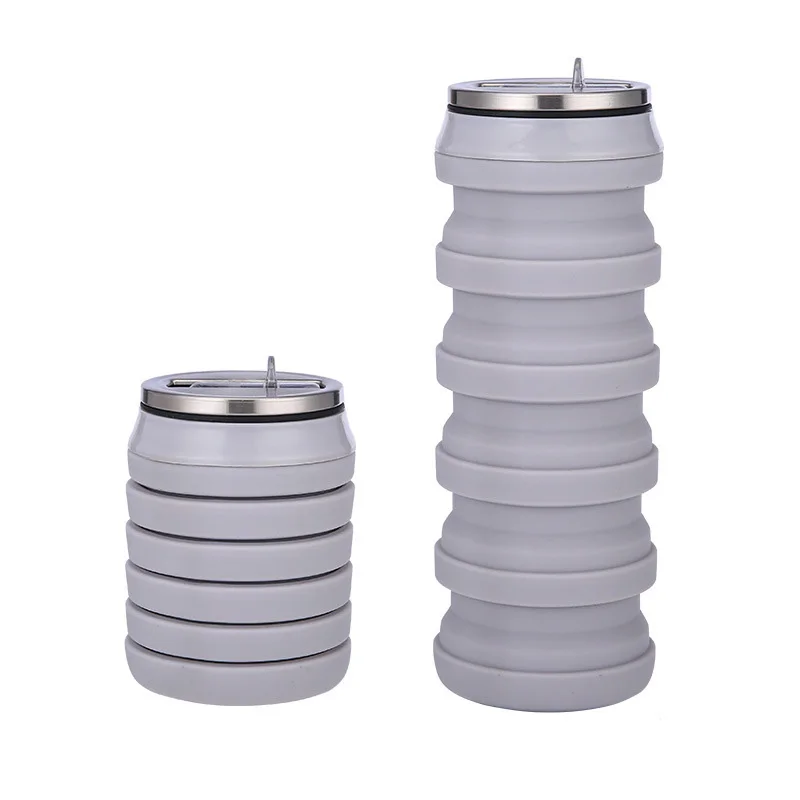 Factory Supplier Wholesale Foldable Water Bottle 480ml Folding Silica Gel Portable Water Bottle For Sport