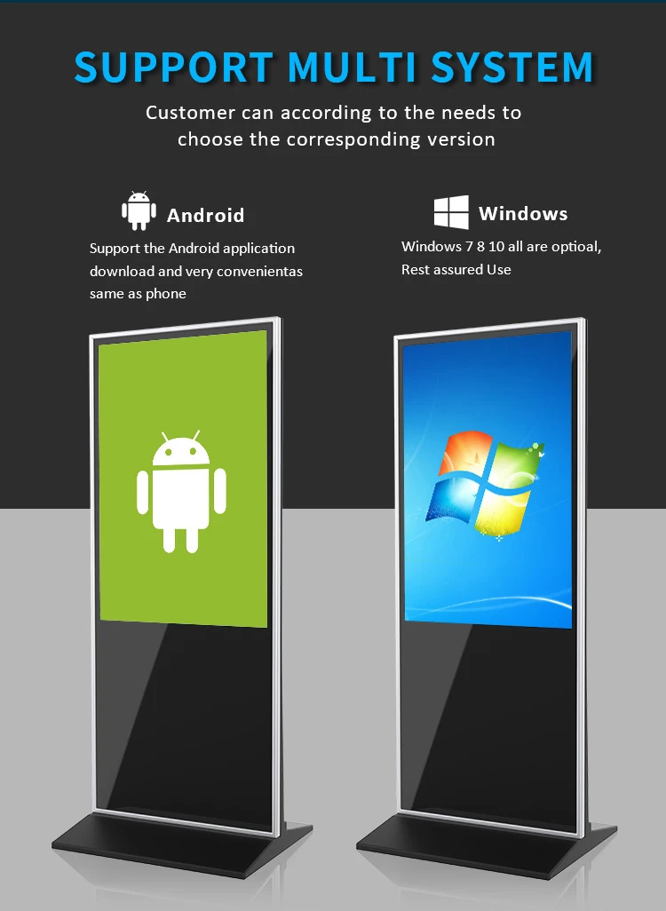 Floor Standing LCD TV Video Player Touch Screen Interactive Kiosk Vertical Digital Signage Totem Advertising Display