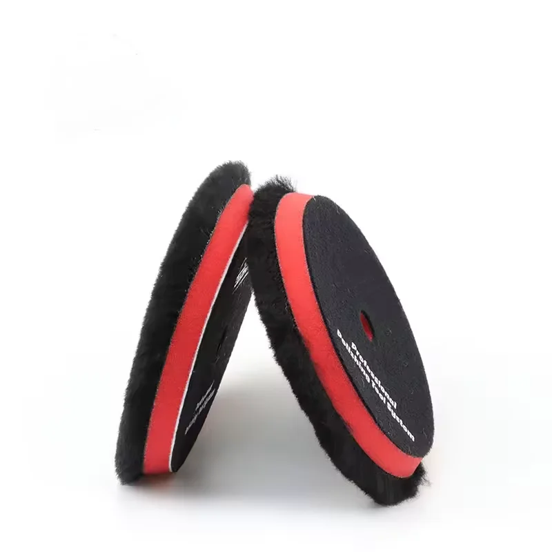 Black hard leather back board double knotted car care wool polishing pad