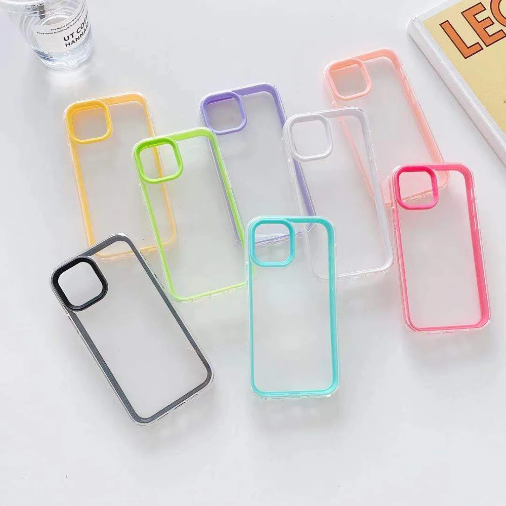 Оптовая продажа с фабрики прозрачный 3 в 1 чехол цветной рамкой противоударный для моделей Iphone