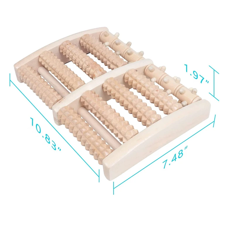 Dual Foot Massager Roller Pure Natural Wooden Foot Massager Roller for Plantar Fasciitis