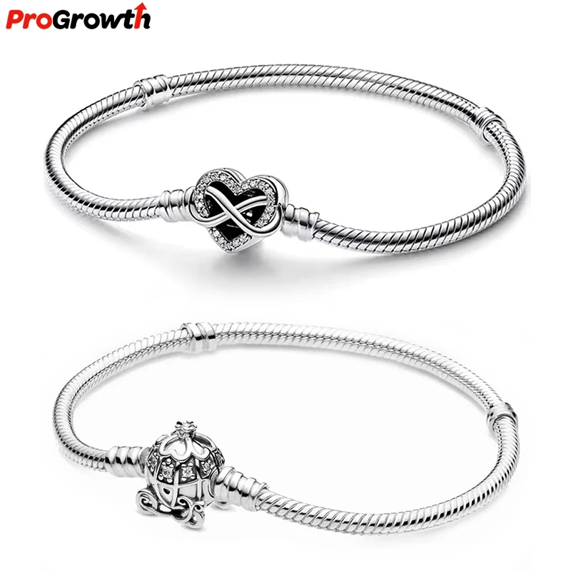 Pan Snake Chain Silver Plated Full Diamond Bracelet Fashion Jewelry DIY Accessories FatTonny Heart Butterfly Mickey Bangle