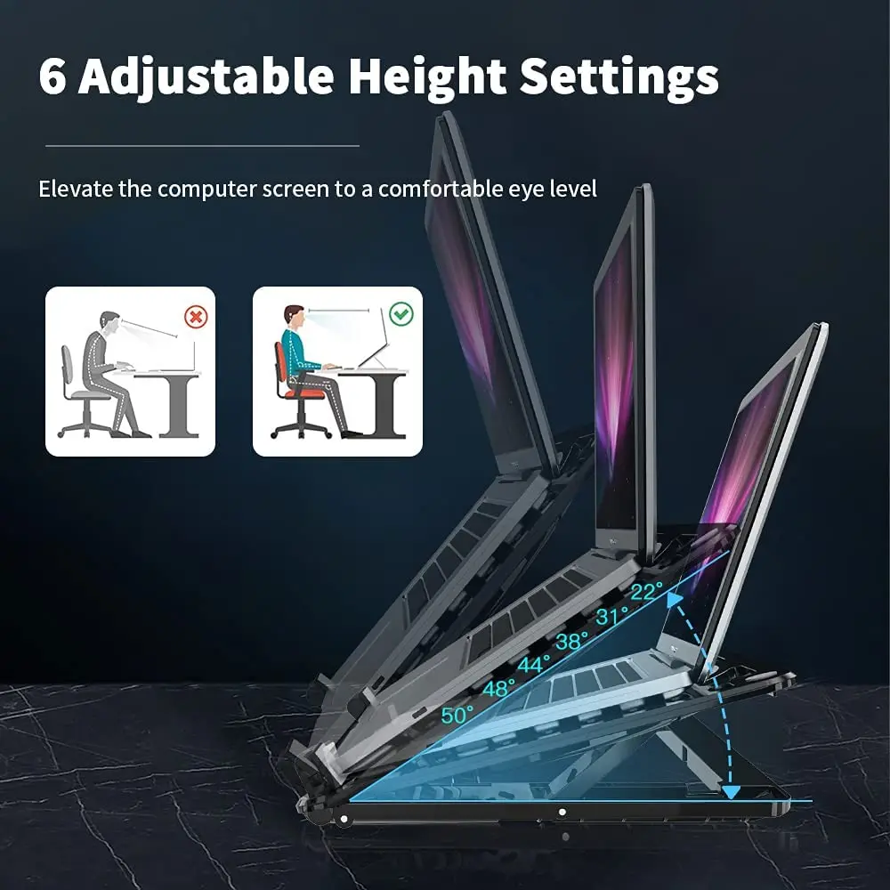 Laptop Cooling Pad 15.6 14 13 Inch Big 2 Fans 5.52 Inch Double Sides Built-in USB Line