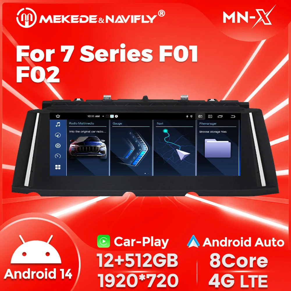 MEKEDE MNX Android car audio MTK8781 12+512GB car multimedia For bmw 7 series F01 F02 CIC NBT 10.25-inch  car dvd player
