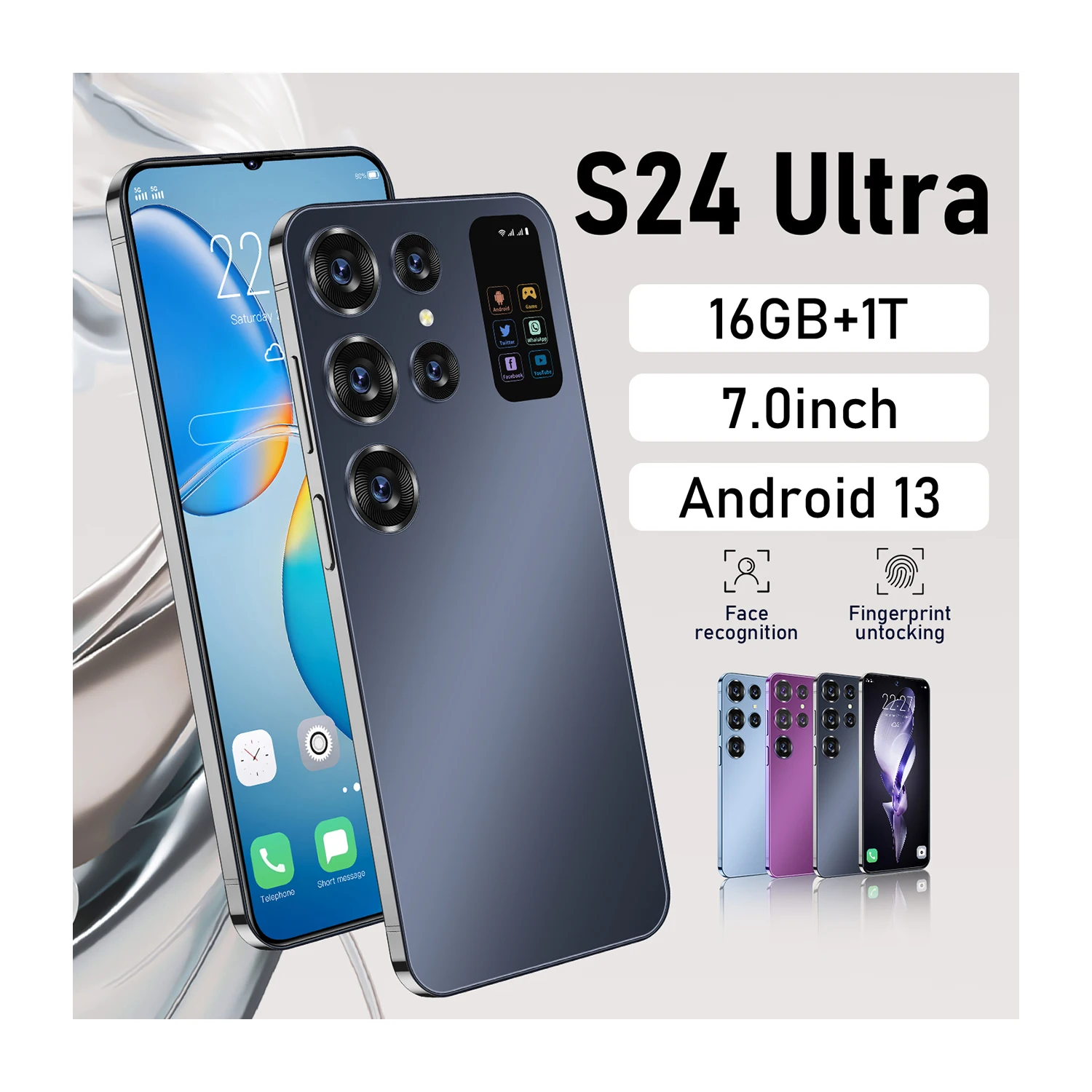 Смартфон Mobiele Telefoon 512gb S24 ультра 16gb + 7 дюймов Ontgrendeld двойная карта 5G смартфон ударопрочный телефон HD OEM oed 65W