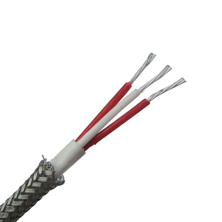 Three Core Cable FEP Insulated PT100 RTD Extension Cable Fiberglass Mesh